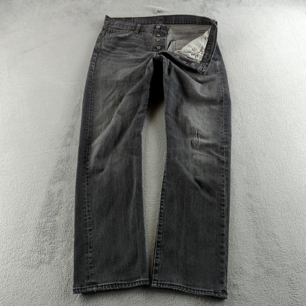 Levis 501 Jeans Mens 34x32 Black‎ Faded Distressed Straight Grunge Punk Skater
